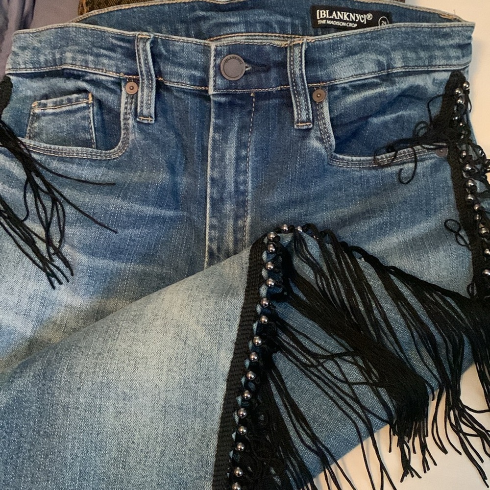 Blanknyc madison crop fringe jeans